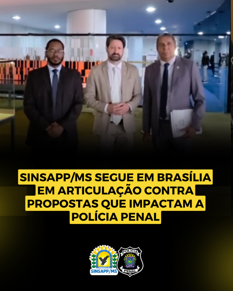 SINSAPP/MS segue em Brasília em articulação contra propostas que impactam a Polícia Penal